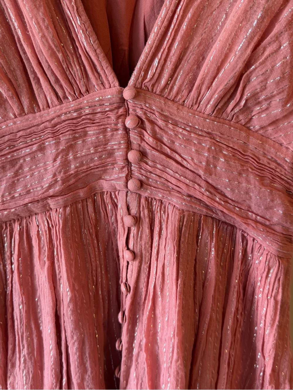 Anthropologie Dusty Rose Maxi Dress with Button Front - Picture 4 of 11